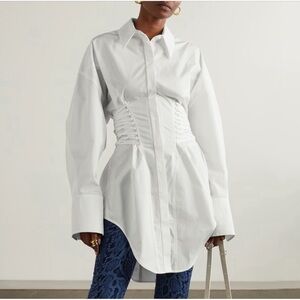 MUGLER U-Hem Poplin Corset Jacket Dress Top NWT